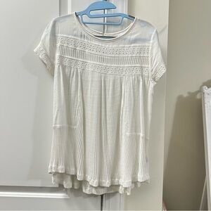 Meadow Rue Cream Lace Accent Blouse